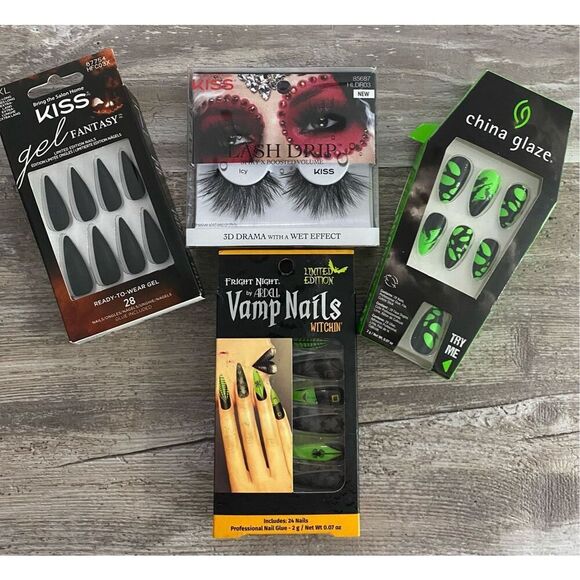China Glaze Nails & Kiss Lash Nails Halloween Beauty Bundle Lot 7 - Picture 1 of 1